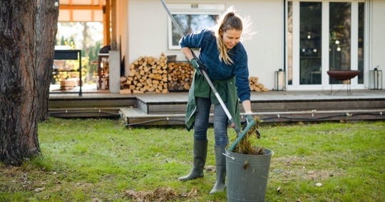 Woman working in the yard
